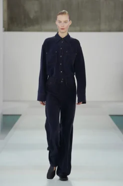 DENIM-EFFECT SILK PANTS