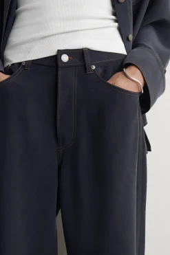 DENIM-EFFECT SILK PANTS