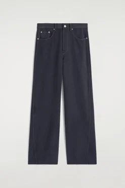 DENIM-EFFECT SILK PANTS