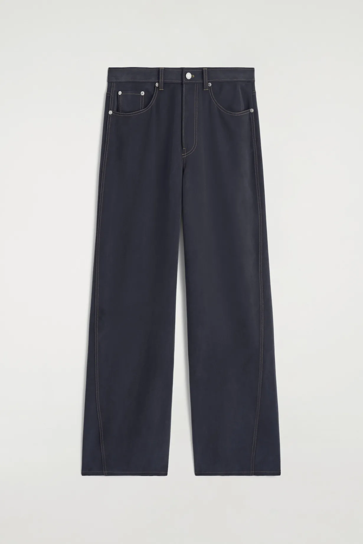 DENIM-EFFECT SILK PANTS