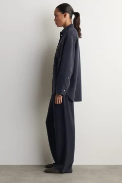 DENIM-EFFECT SILK SHIRT