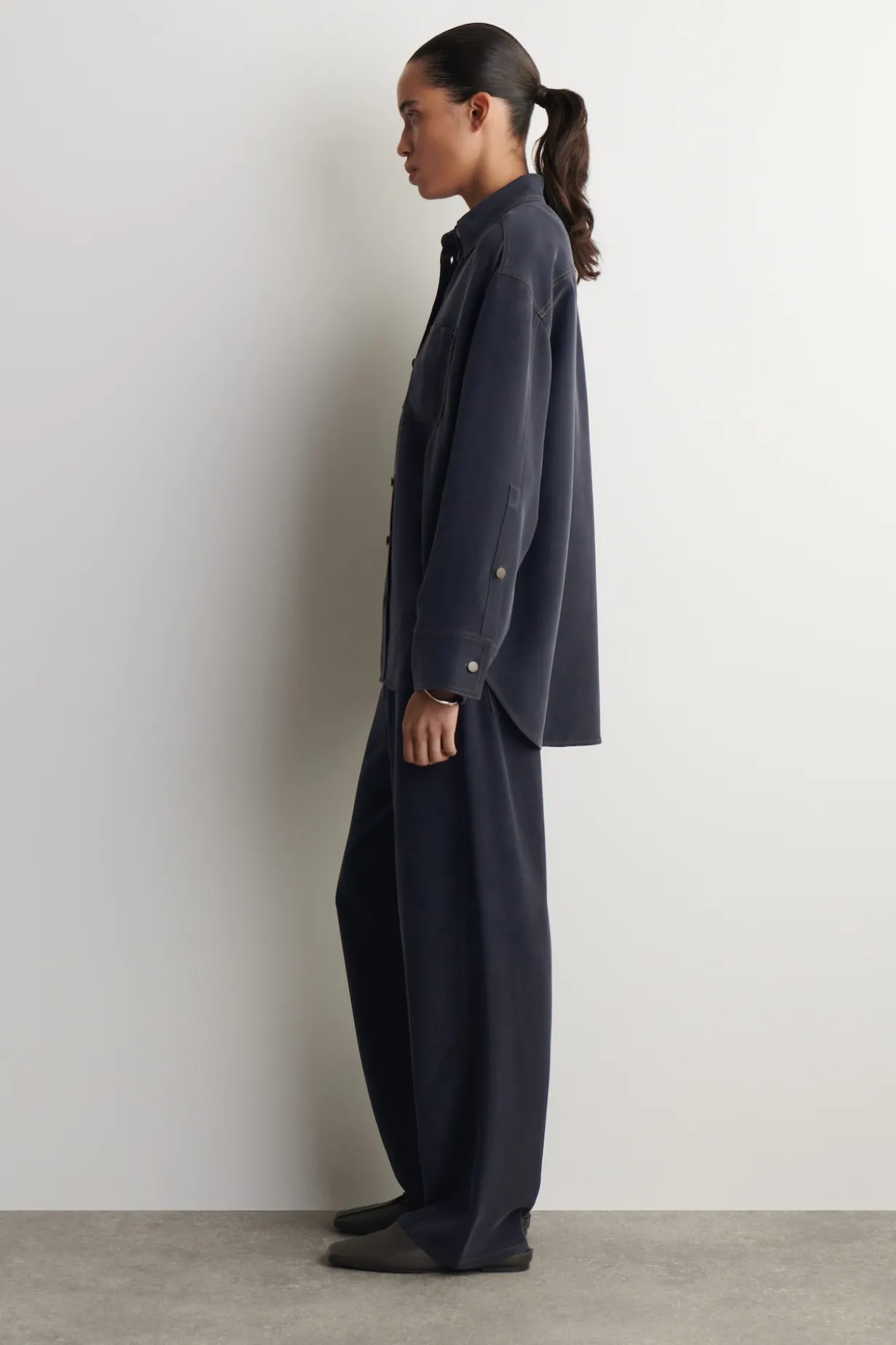 DENIM-EFFECT SILK SHIRT