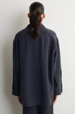 DENIM-EFFECT SILK SHIRT