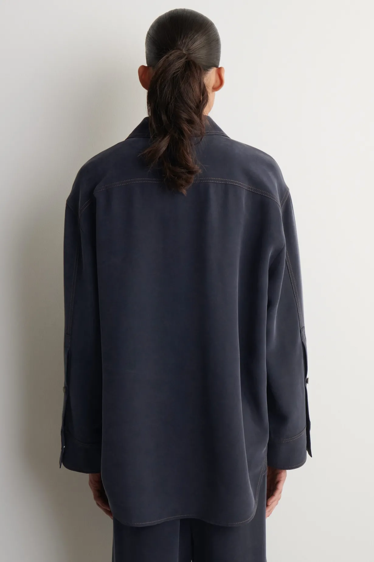 DENIM-EFFECT SILK SHIRT