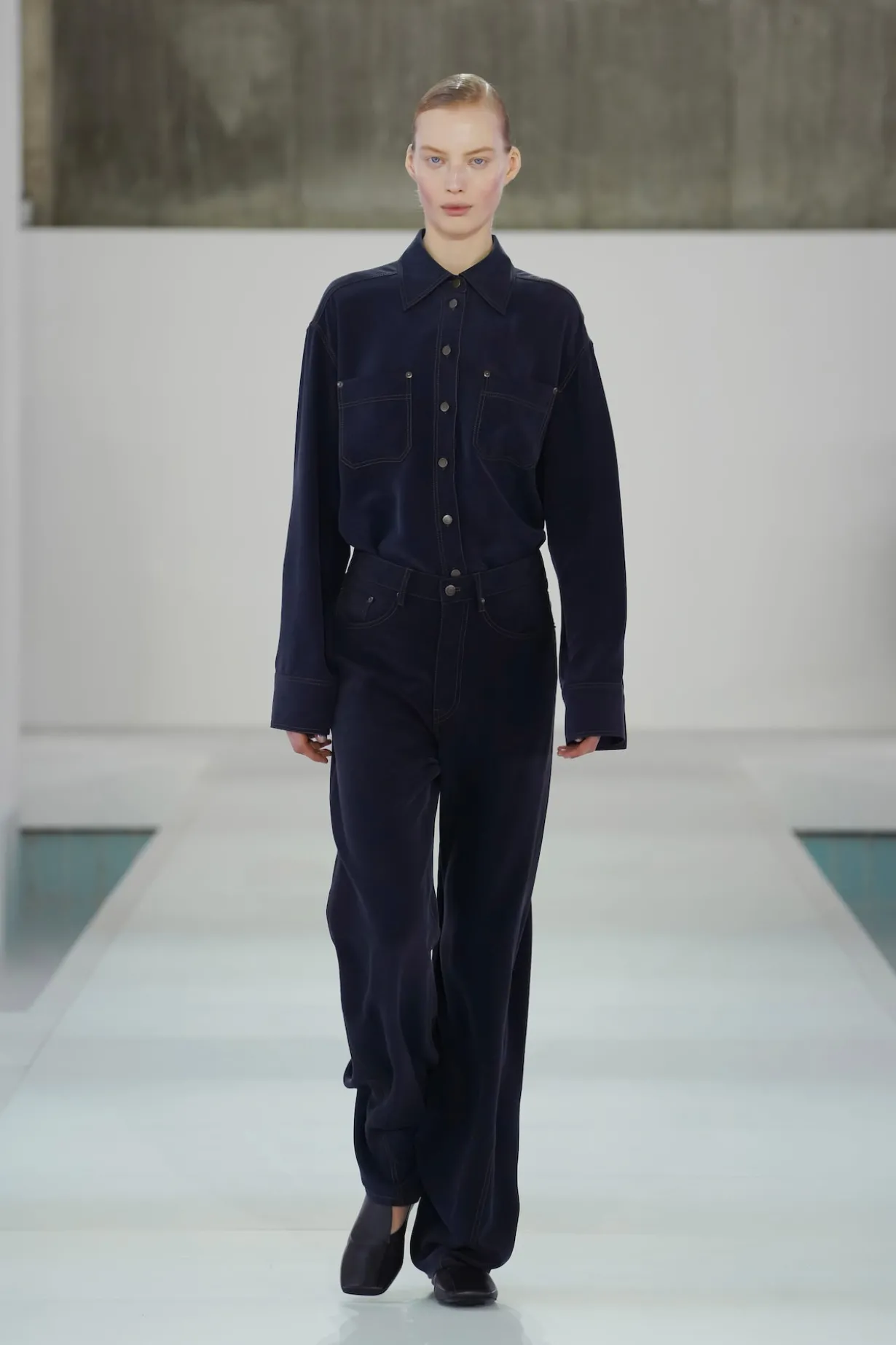 DENIM-EFFECT SILK SHIRT