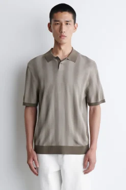 DIFFUSED-STRIPE KNIT POLO SHIRT