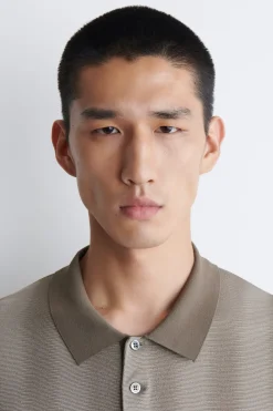 DIFFUSED-STRIPE KNIT POLO SHIRT