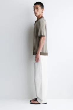 DIFFUSED-STRIPE KNIT POLO SHIRT