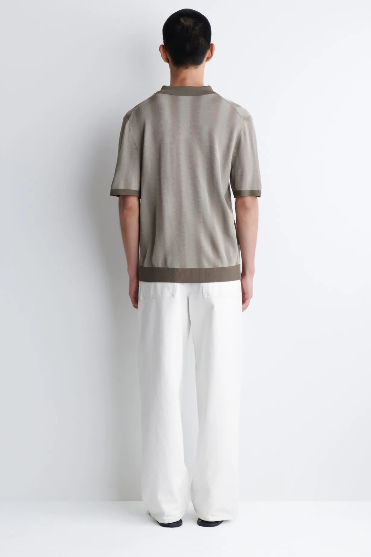 DIFFUSED-STRIPE KNIT POLO SHIRT