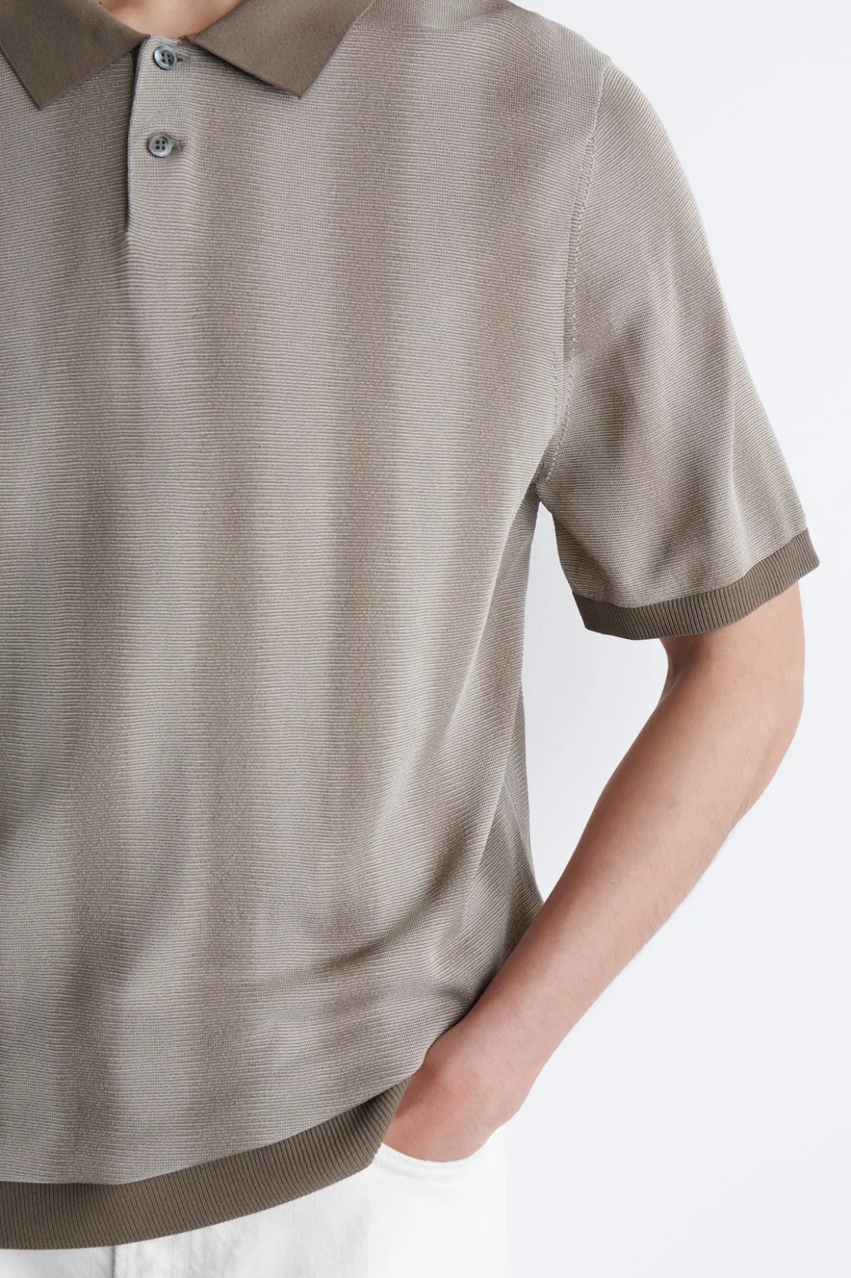 DIFFUSED-STRIPE KNIT POLO SHIRT