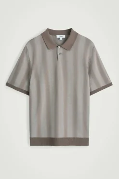 DIFFUSED-STRIPE KNIT POLO SHIRT