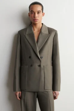 DOUBLE-BREASTED WOOL-TWILL BLAZER