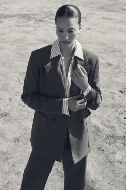 DOUBLE-BREASTED WOOL-TWILL BLAZER