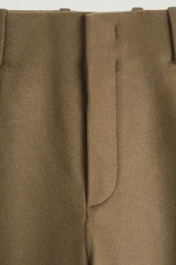 DOUBLE-FACED WOOL BARREL-LEG PANTS
