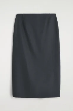 DOUBLE-FACED WOOL PENCIL SKIRT