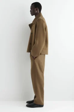 DOUBLE-FACED WOOL SHORT PEA COAT