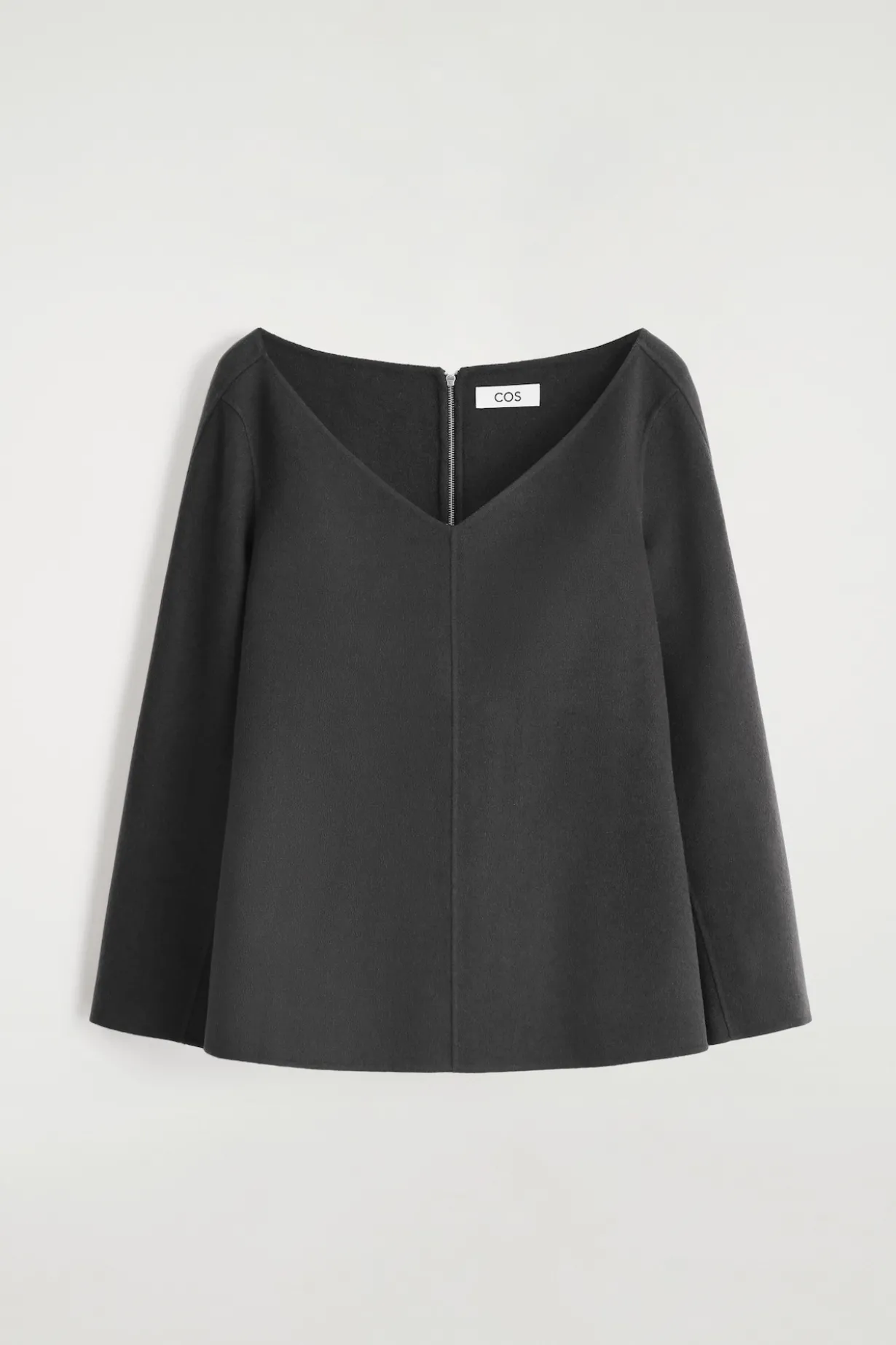 DOUBLE-FACED WOOL V-NECK TOP