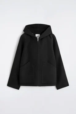 DOUBLE-FACED WOOL ZIP-UP HOODIE