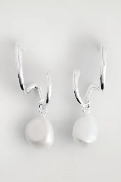 DOUBLE-HOOP PEARL EARRINGS