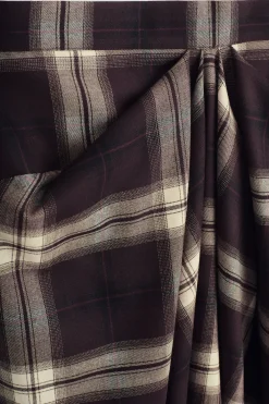 DRAPED CHECKED MIDI SKIRT
