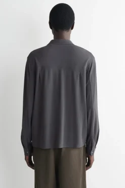 DRAPED COTTON-JERSEY SHIRT