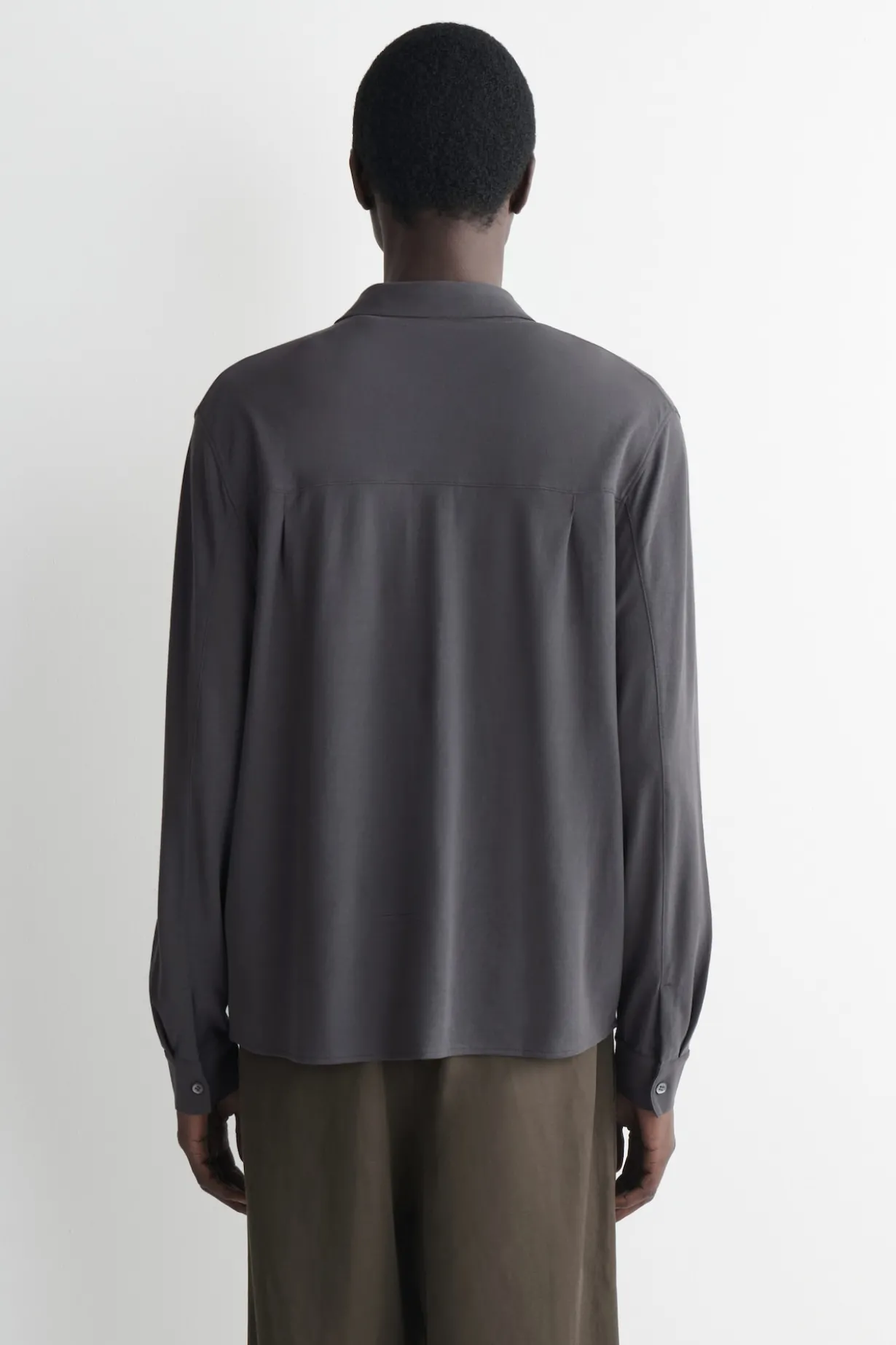 DRAPED COTTON-JERSEY SHIRT