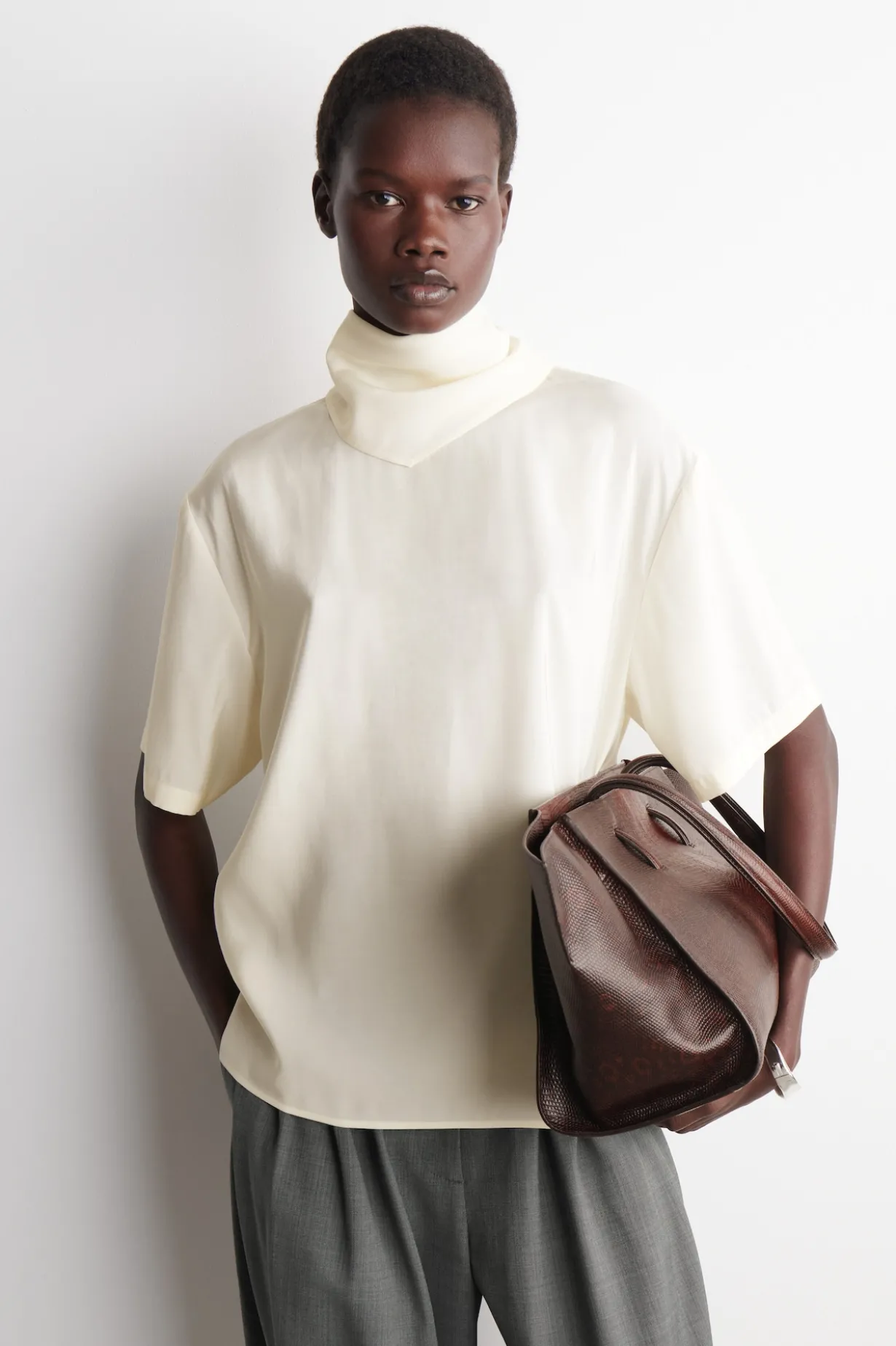 DRAPED SCARF-DETAIL TOP