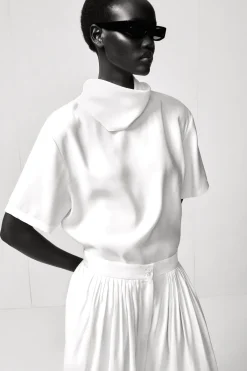 DRAPED SCARF-DETAIL TOP