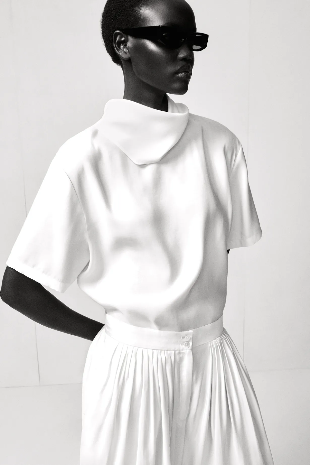 DRAPED SCARF-DETAIL TOP