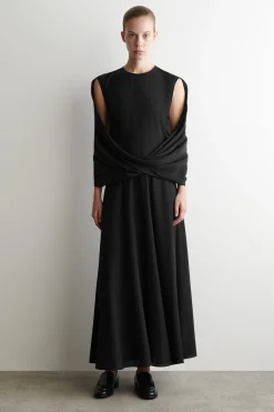 DRAPED SILK MAXI DRESS