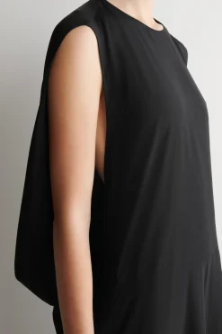 DRAPED SILK MAXI DRESS