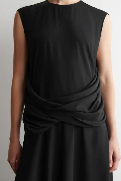 DRAPED SILK MAXI DRESS