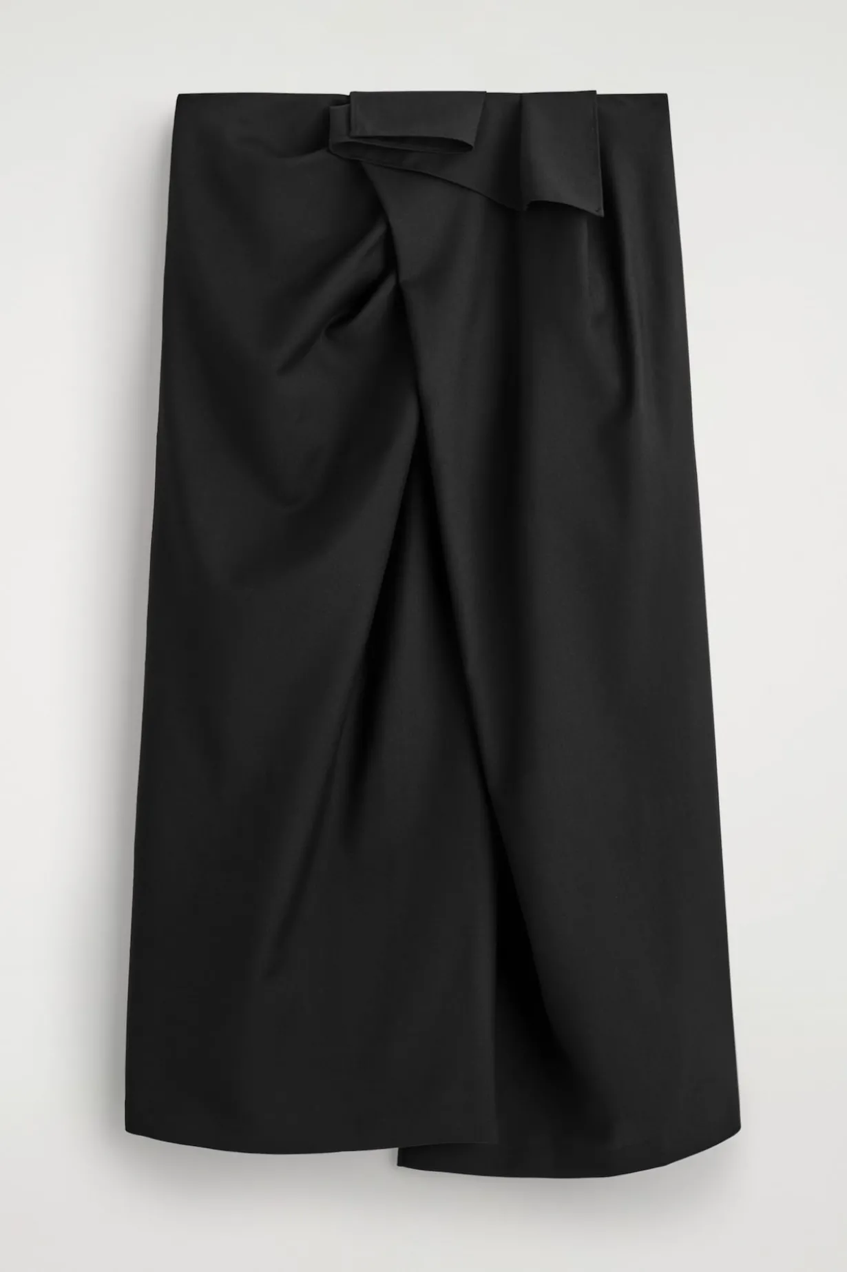 DRAPED WOOL WRAP-EFFECT MIDI SKIRT
