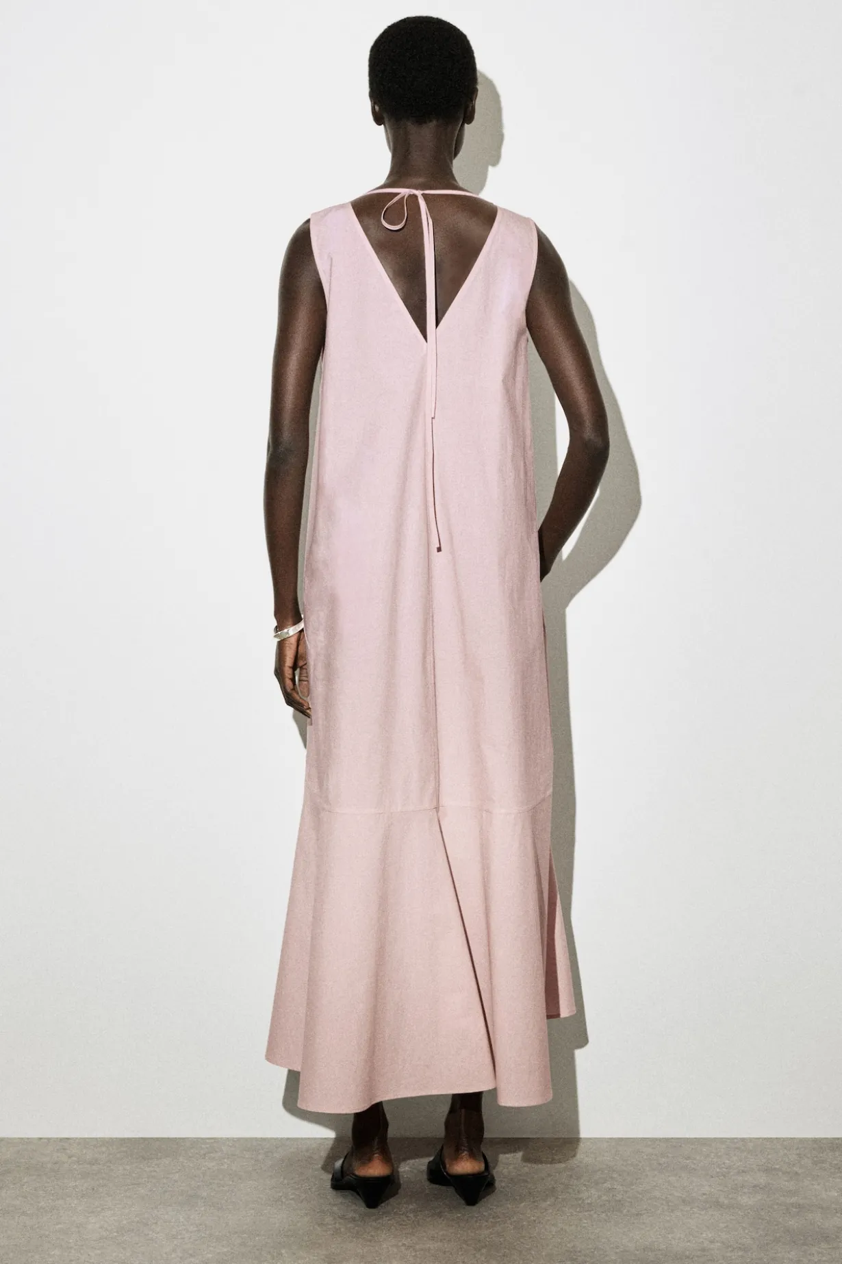 DROPPED-HEM COTTON MIDI DRESS
