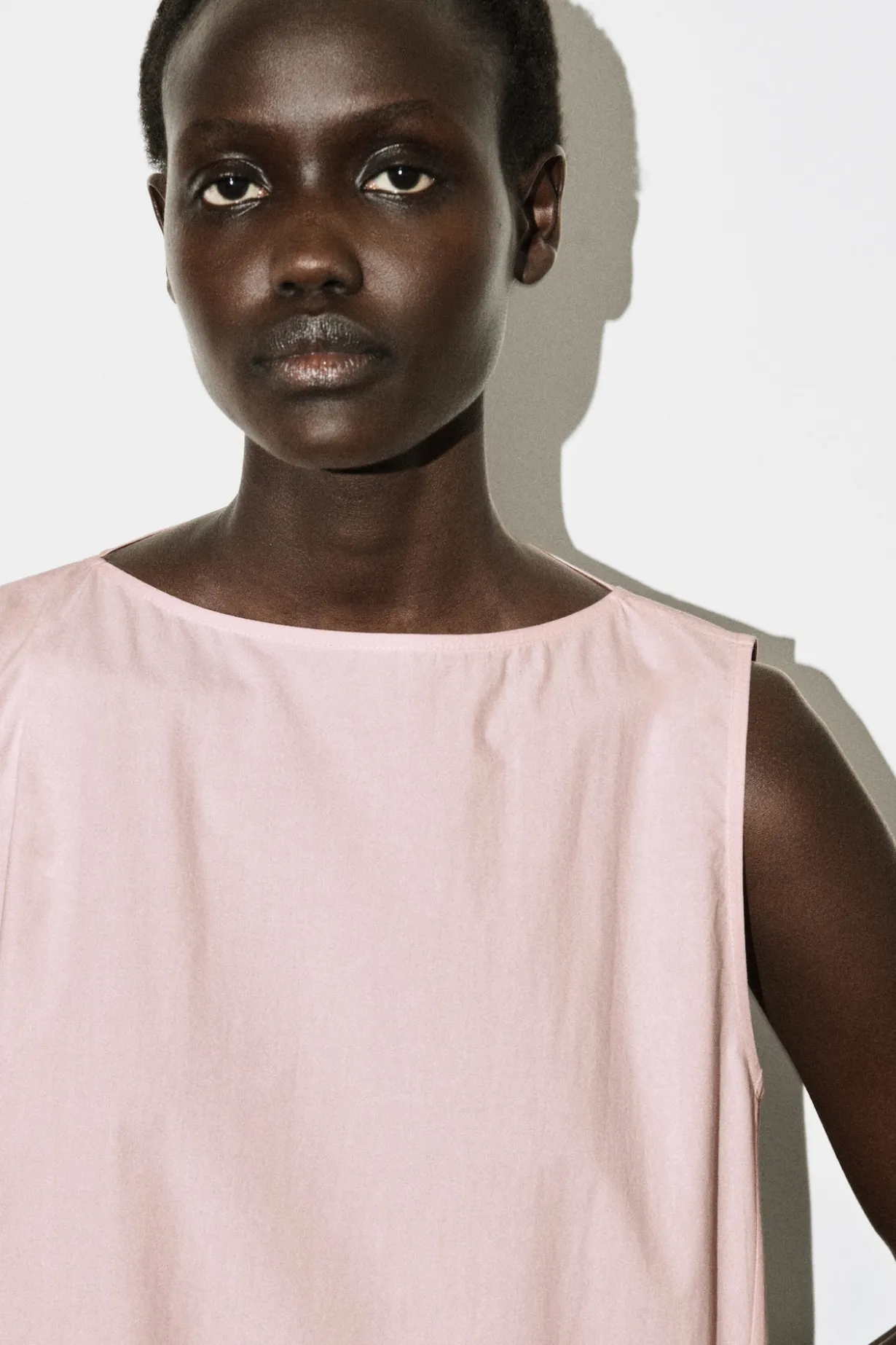 DROPPED-HEM COTTON MIDI DRESS