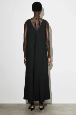 DROPPED-HEM COTTON MIDI DRESS