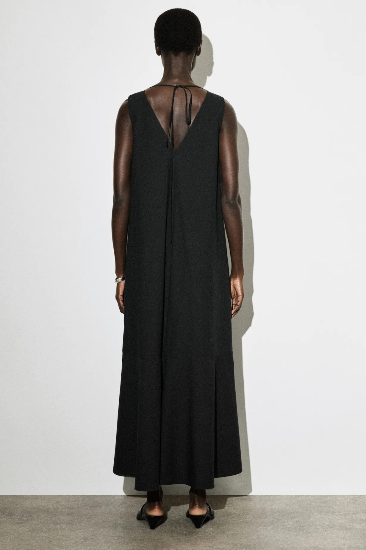 DROPPED-HEM COTTON MIDI DRESS