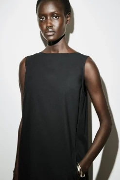 DROPPED-HEM COTTON MIDI DRESS