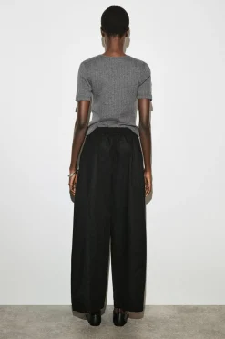 ELASTICATED BARREL-LEG PANTS