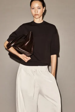 ELASTICATED BARREL-LEG PANTS