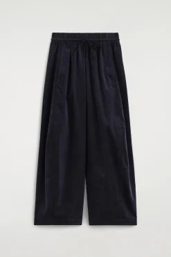 ELASTICATED CORDUROY BARREL-LEG PANTS