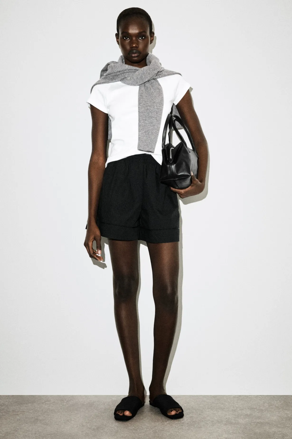 ELASTICATED GROSGRAIN-DETAIL COTTON SHORTS