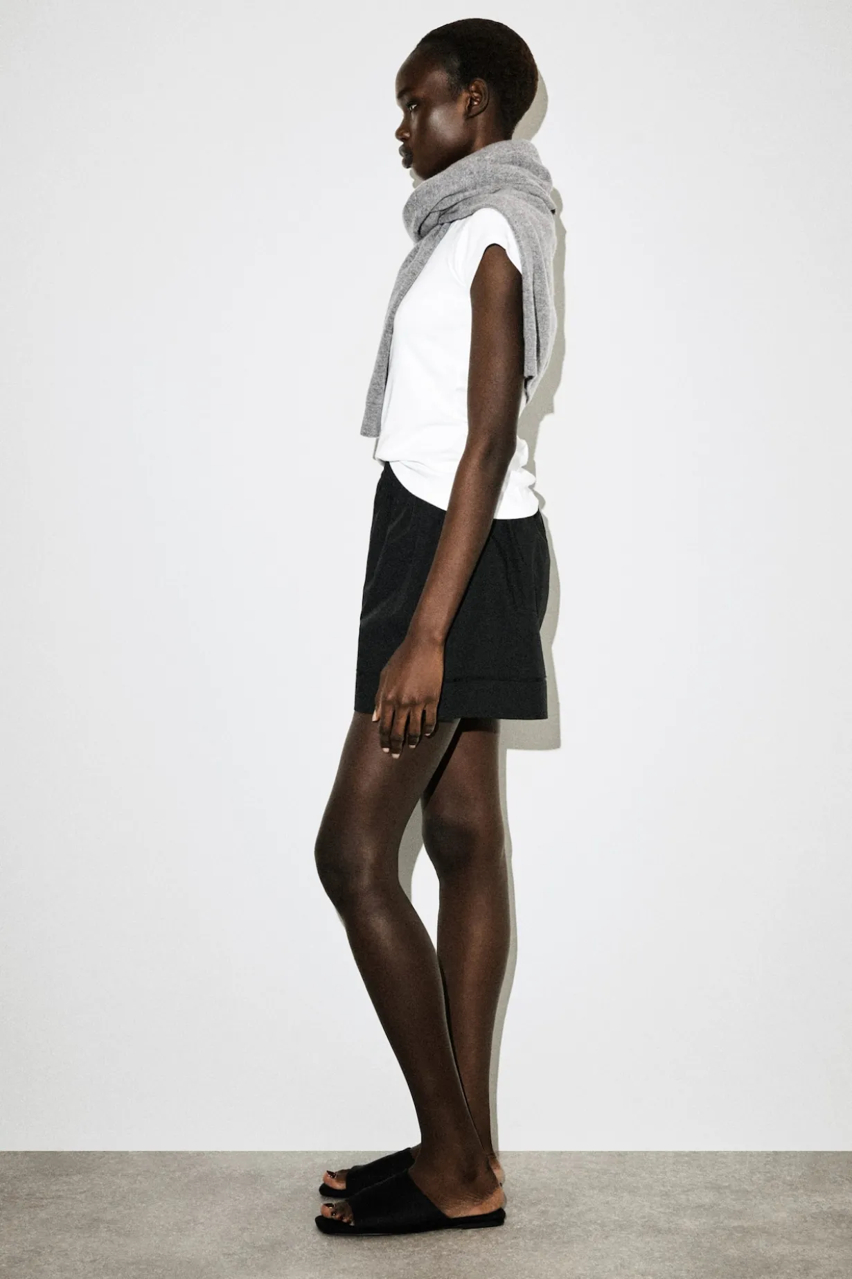 ELASTICATED GROSGRAIN-DETAIL COTTON SHORTS