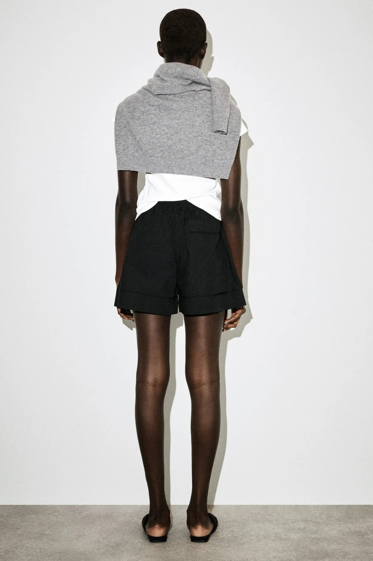 ELASTICATED GROSGRAIN-DETAIL COTTON SHORTS