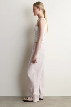 ELASTICATED LINEN BARREL-LEG PANTS