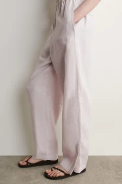 ELASTICATED LINEN BARREL-LEG PANTS