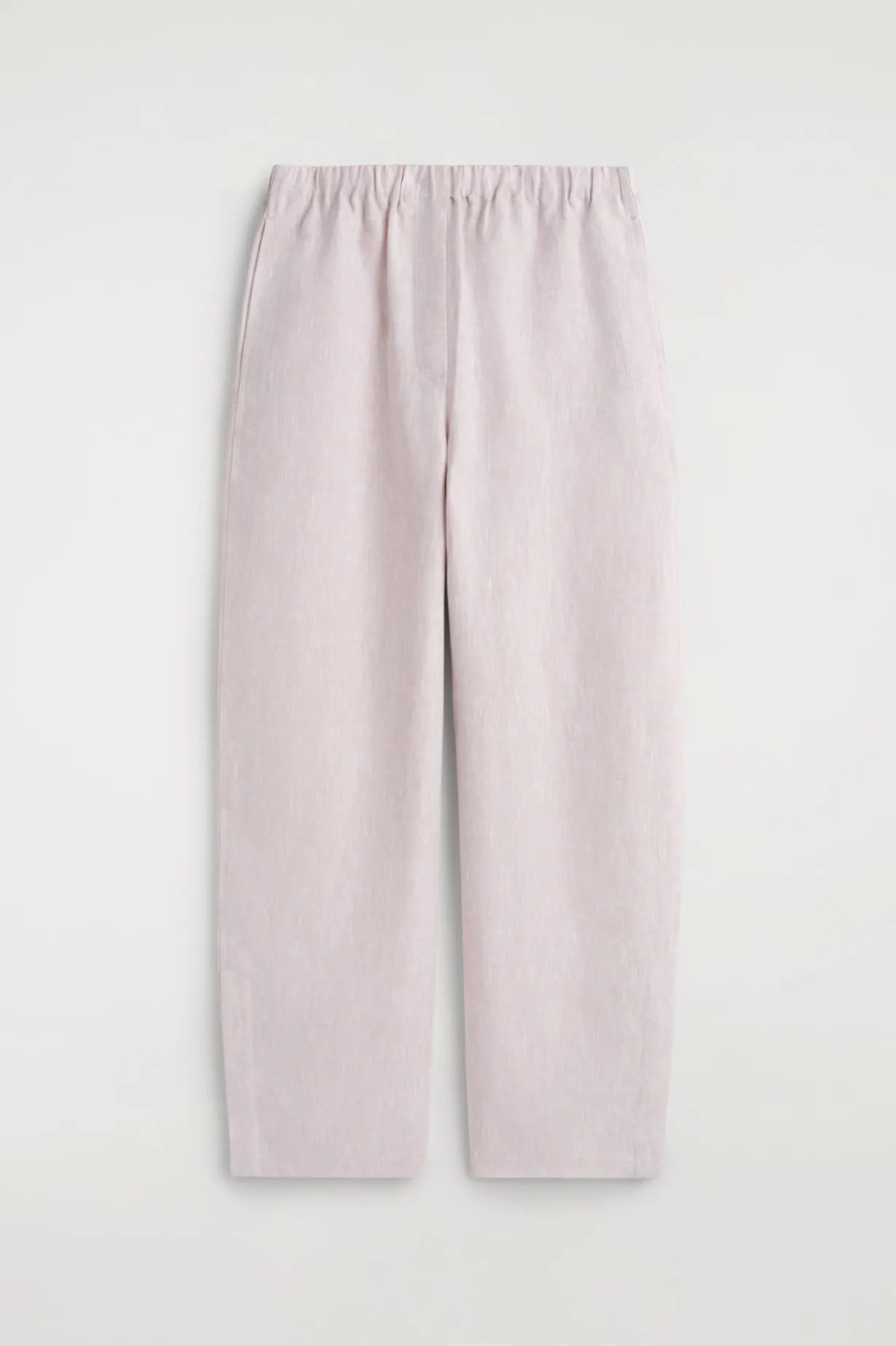 ELASTICATED LINEN BARREL-LEG PANTS