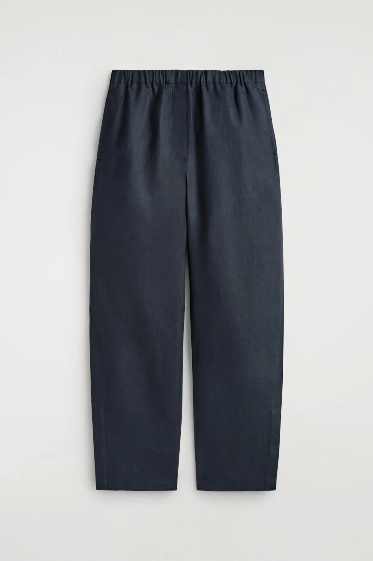 ELASTICATED LINEN BARREL-LEG PANTS