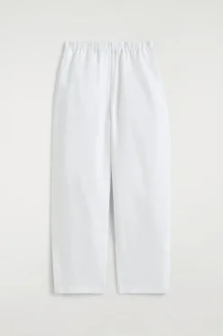 ELASTICATED LINEN BARREL-LEG PANTS