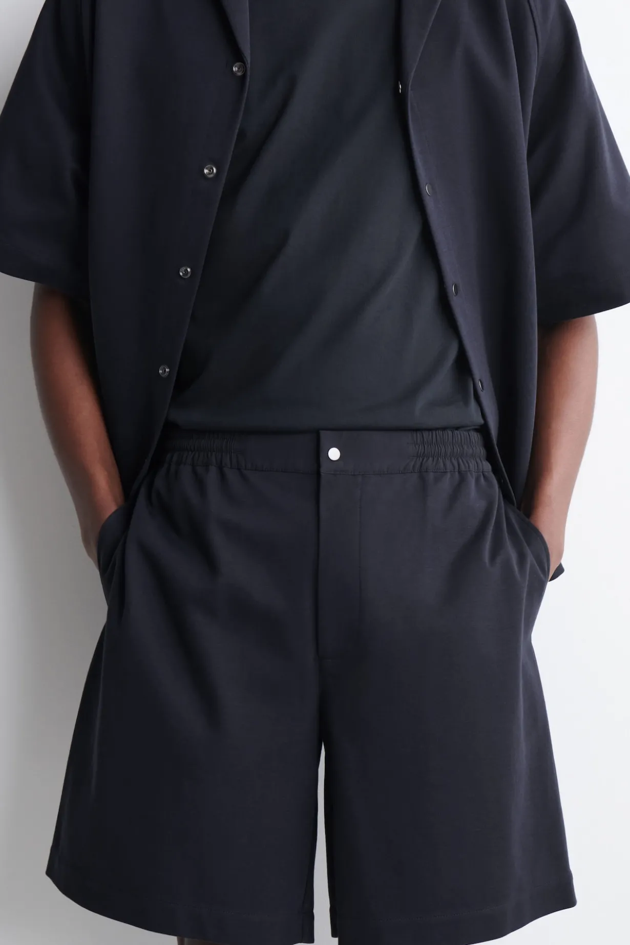 ELASTICATED PANELED JERSEY SHORTS